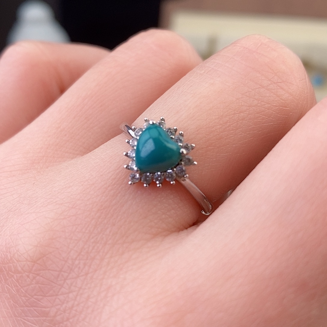 绿松石银S925镶嵌戒指