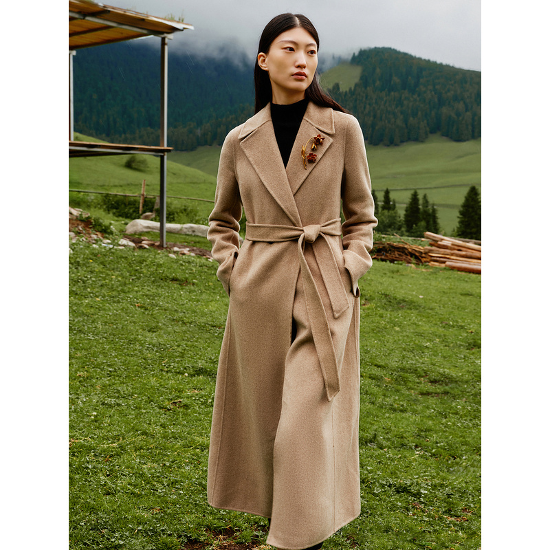 YINER音儿冬季新款气质时尚女士羊绒加厚大衣外套8C34580600 