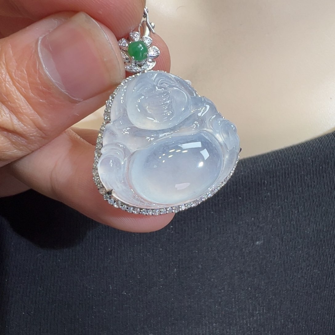 翡翠吊坠(不含链)18K金镶嵌