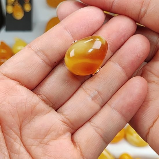 蜜蜡银S925镀金镶嵌戒指