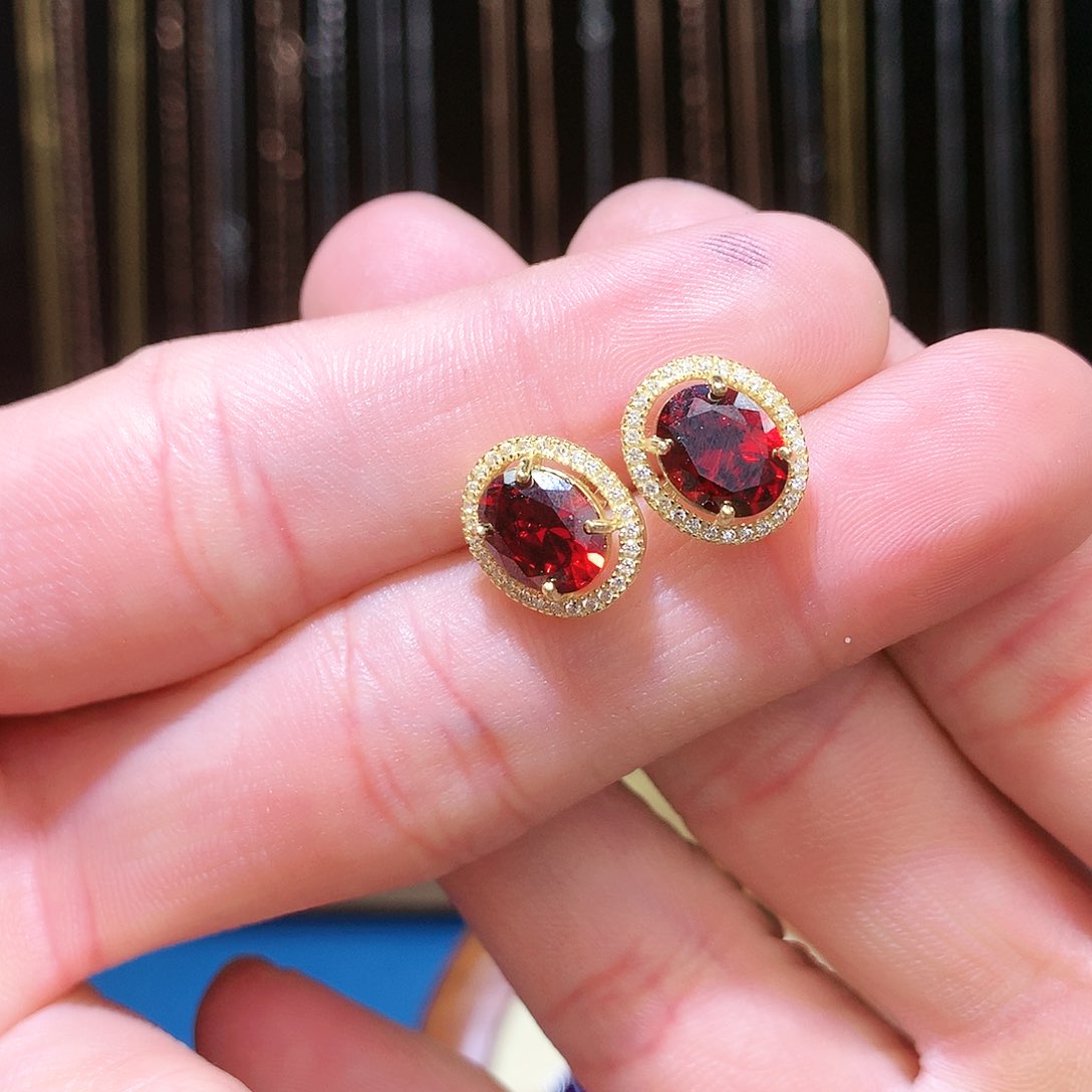 石榴石戒指银S925镶嵌