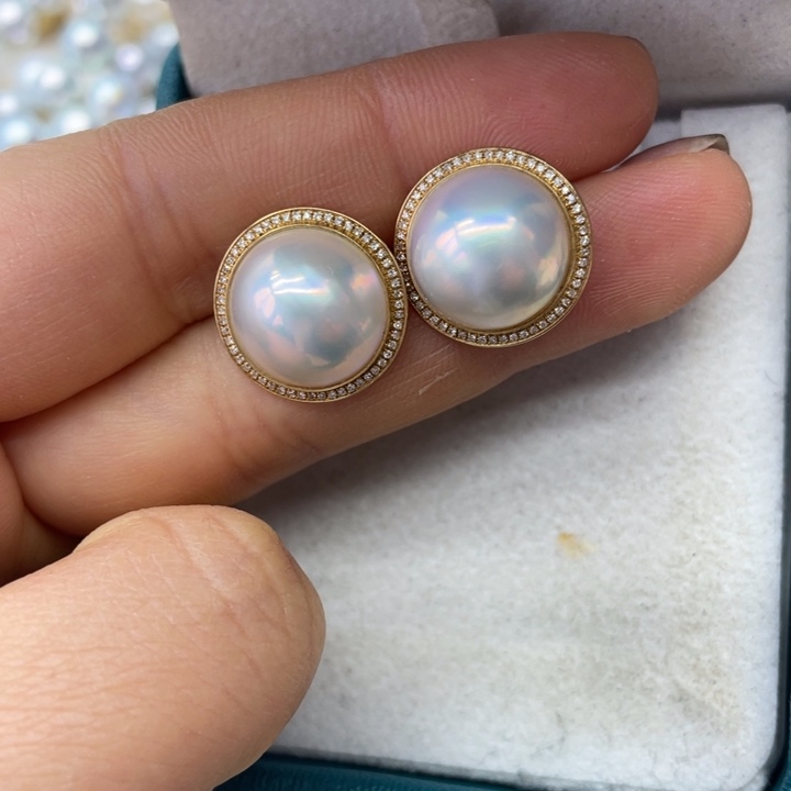 拼合珍珠（马贝珠）吊坠(不含链)18K金镶嵌