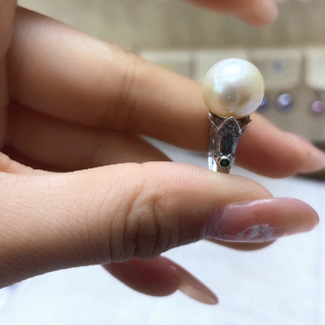 海水珍珠戒指银S925镶嵌