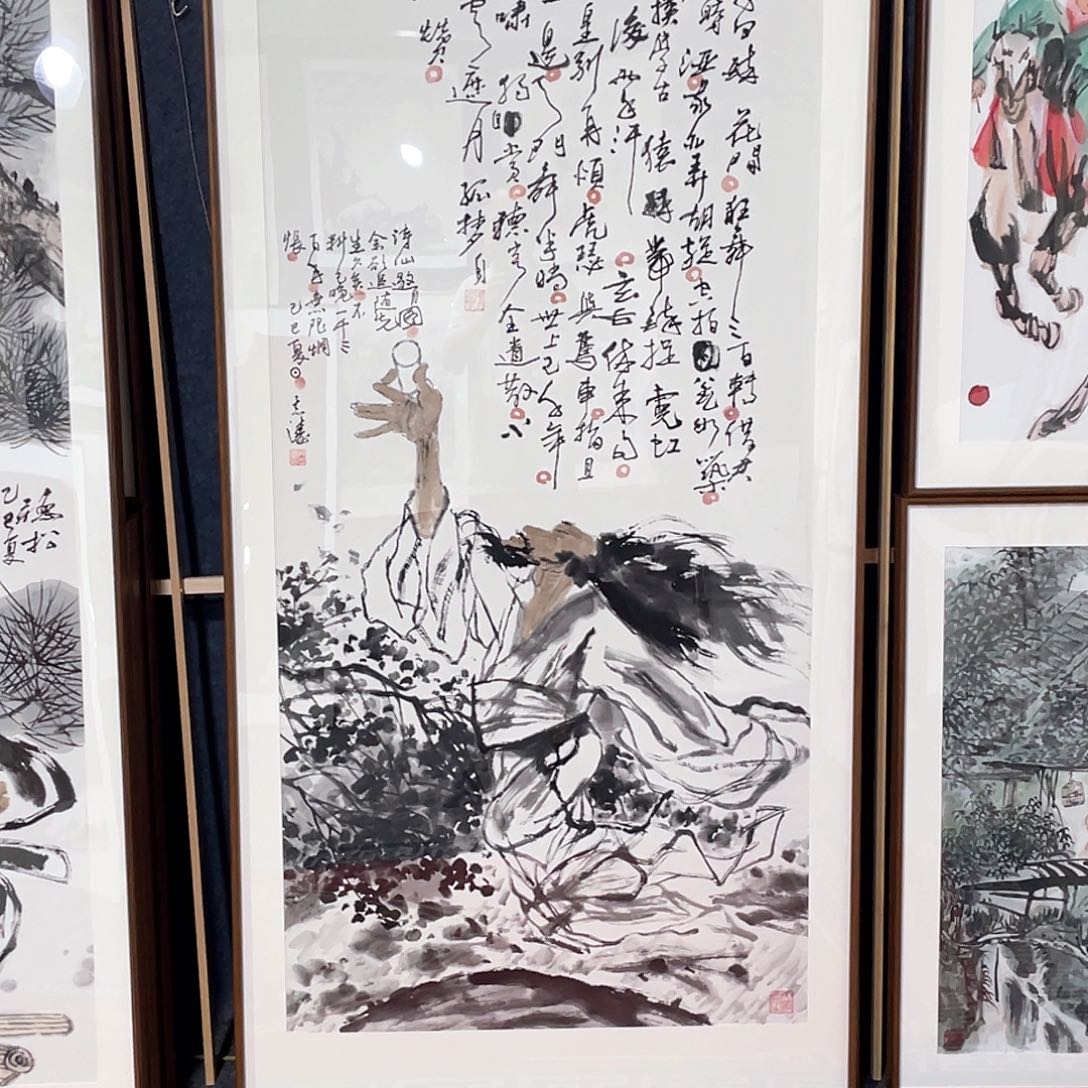 国画手绘画作品带框80/160