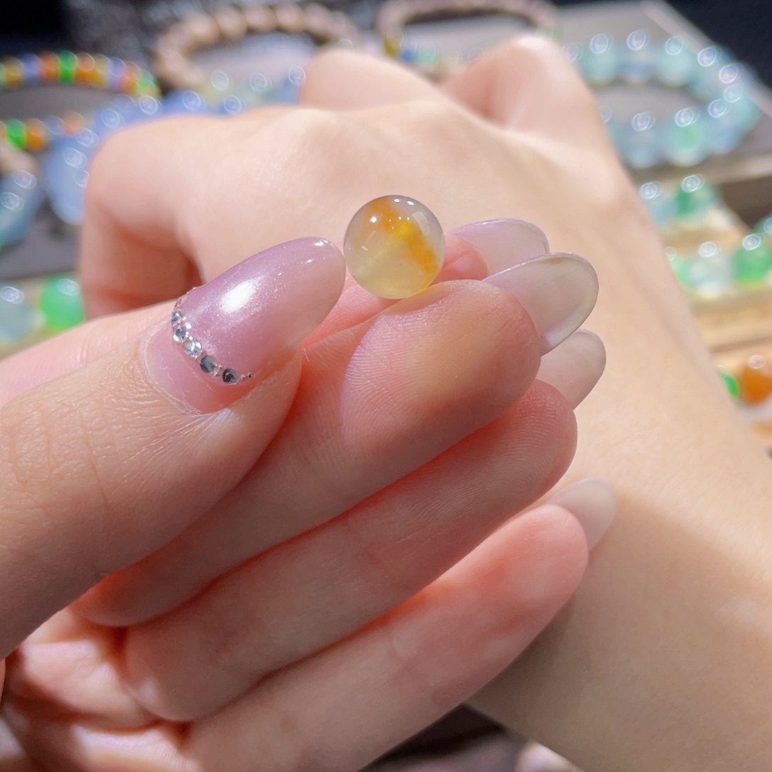 翡翠未镶嵌手链卡9.6冰黄