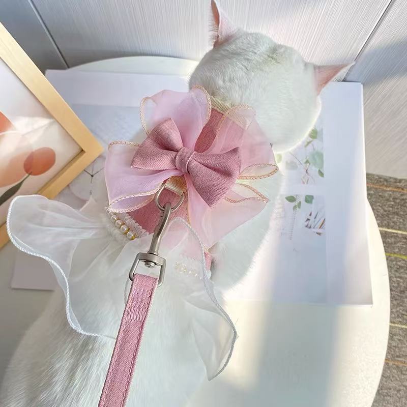 猫猫牵引绳猫咪胸背带牵引绳防挣脱外出专用宠物衣服溜猫绳狗绳子