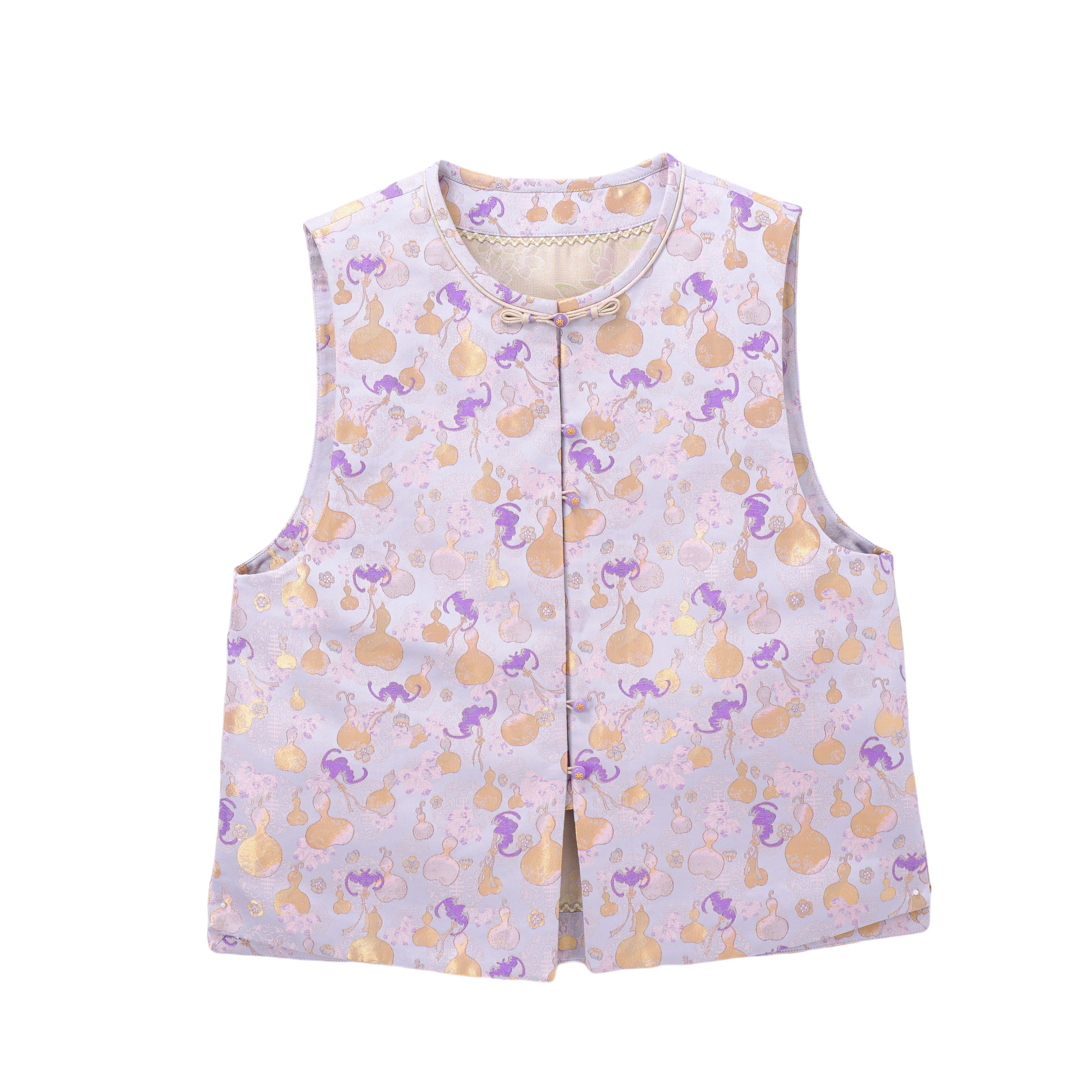 惜梦-YZ830077新中式宋锦桑蚕丝中国风复古时尚国风气质马甲女装