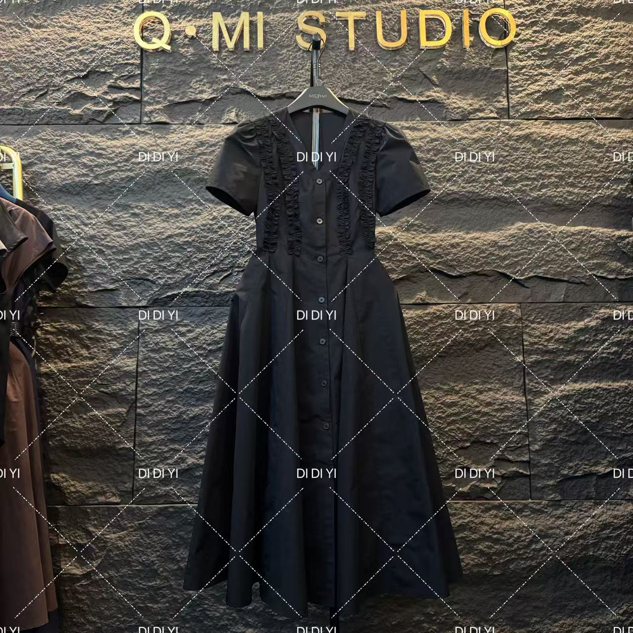 MIQIYMI原创小众设计感短袖后妈裙高级休闲洋气连衣裙Q0103