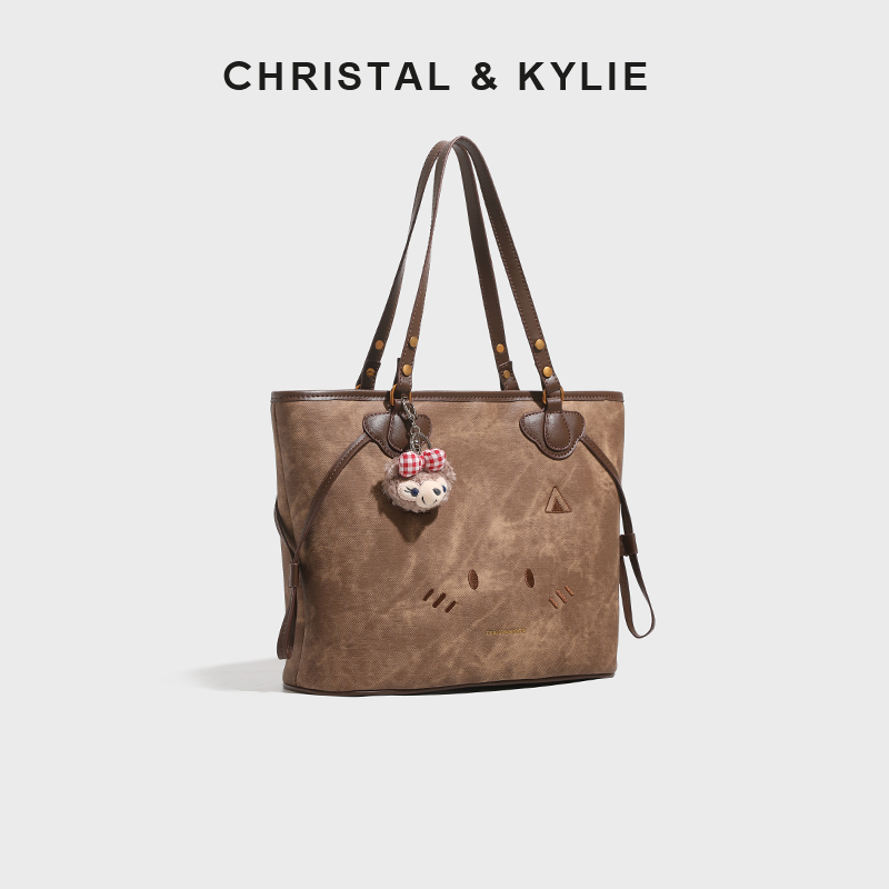 CHRISTAL&KYLIE秋冬2025新款斜挎包手提单肩托特包CK8101-1咖啡棕