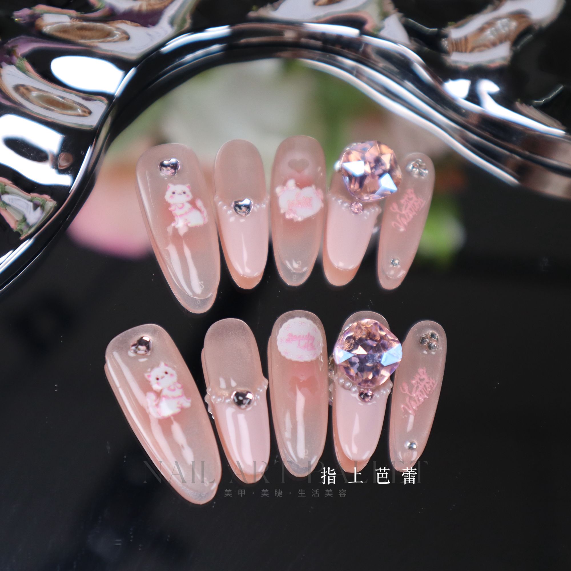 122【蜜桃可可】指上芭蕾纯手工穿戴甲送工具包+收纳盒 No退No换