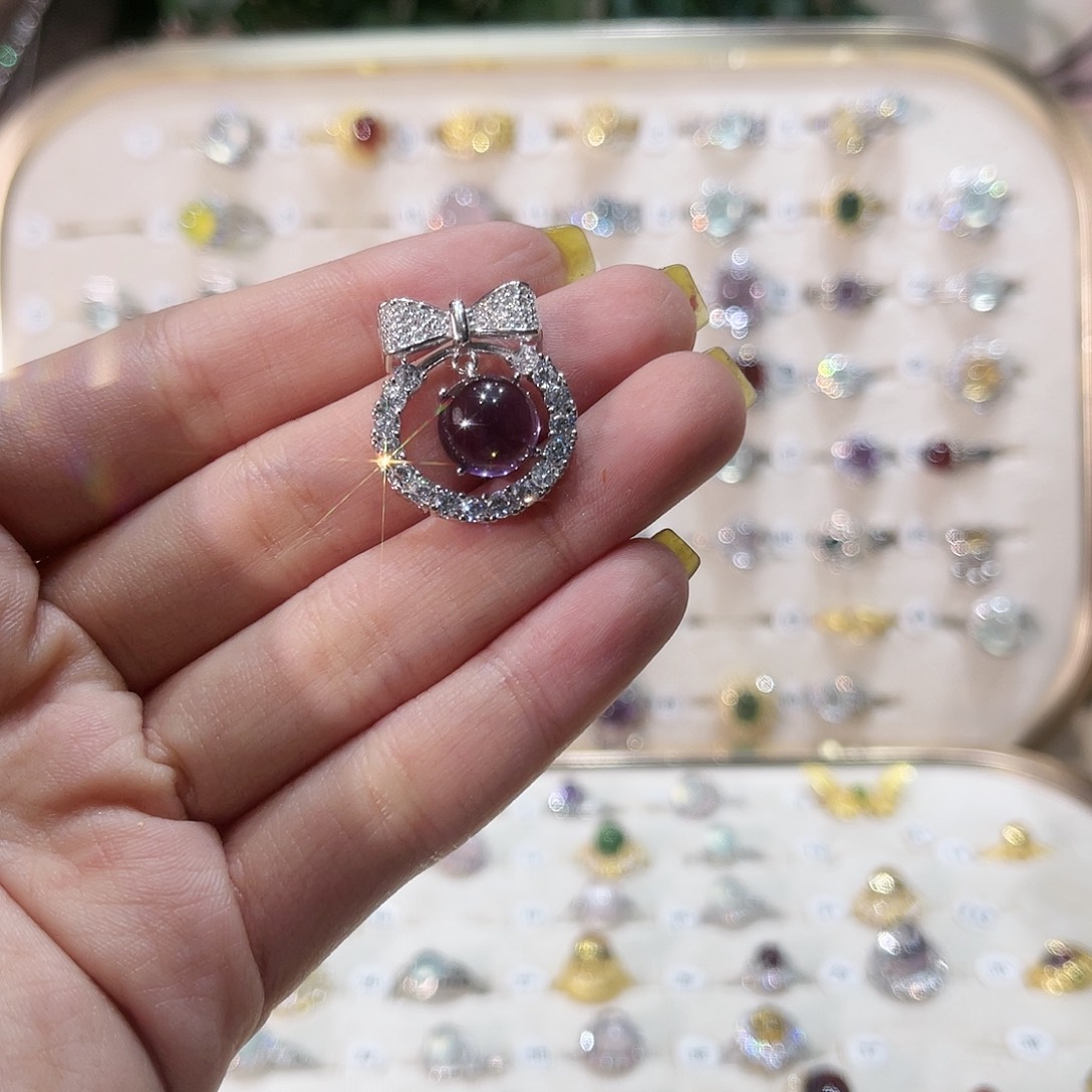 蛇纹石玉戒指银S925镶嵌