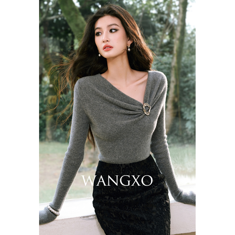 WANGXO 软糯羊毛羊绒针织上衣 2561323W