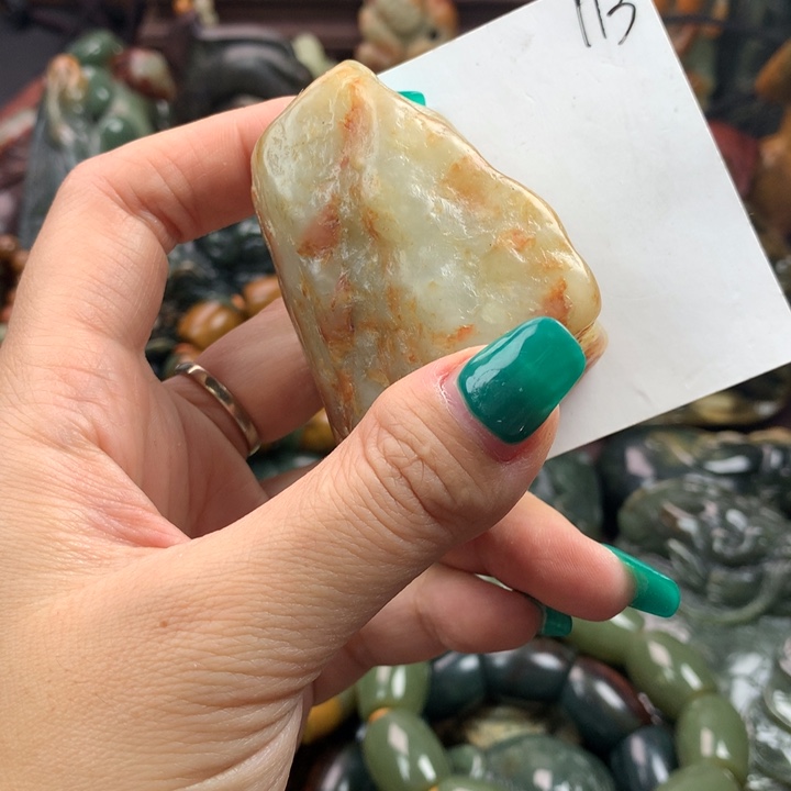 岫岩河磨玉（透闪石质玉）手把未镶嵌
