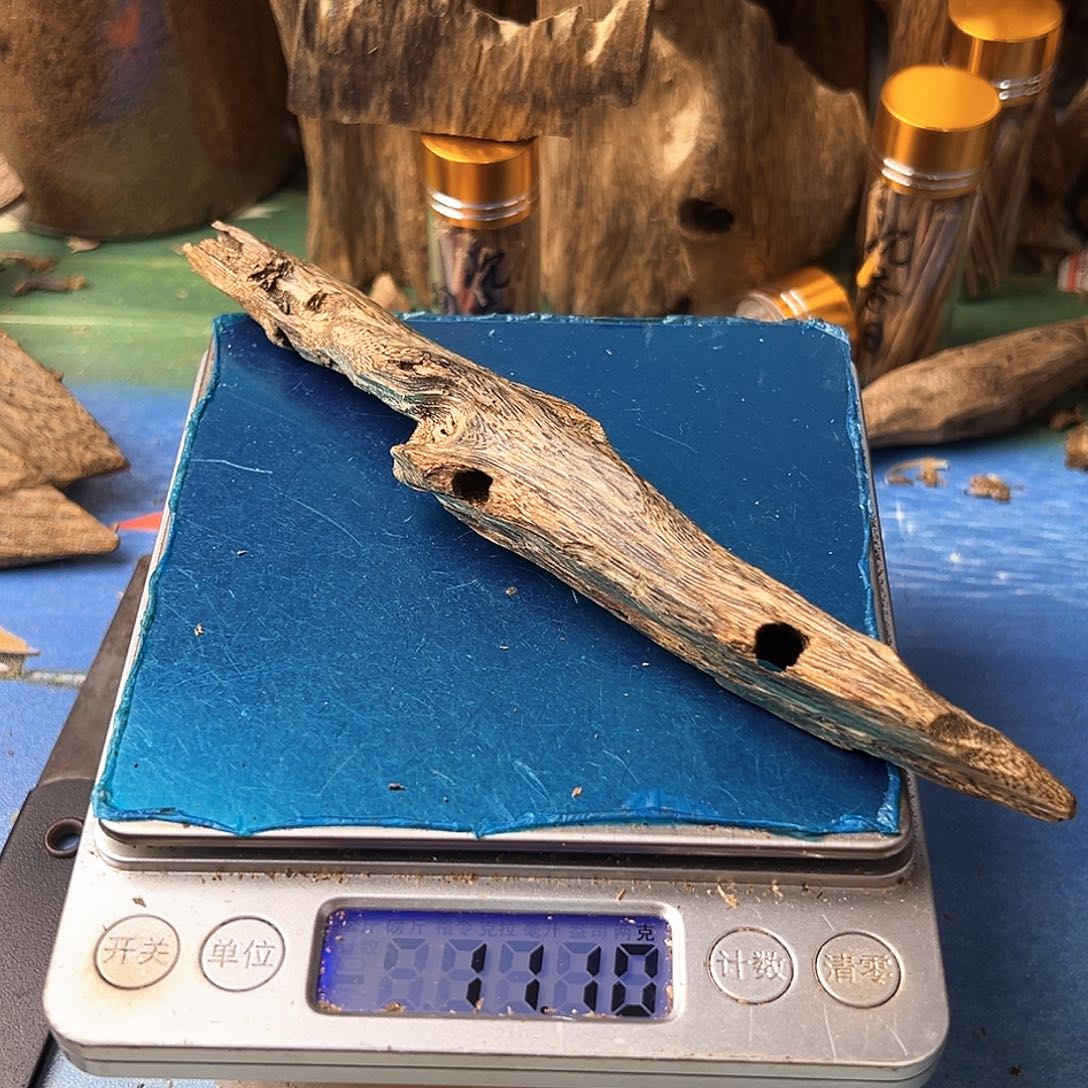 香料绿奇楠虫漏白棋11克