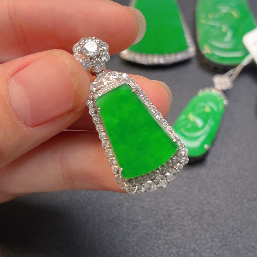 翡翠银S925镶嵌吊坠(不含链)