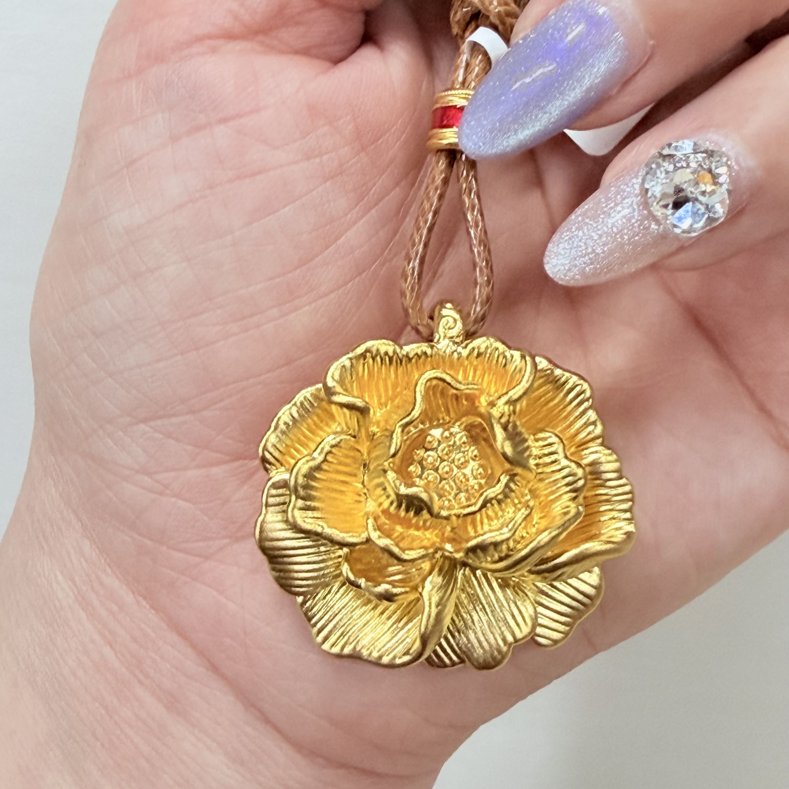 【金项链吊坠】玫瑰花吊坠（带绳）黄金5D足金999时尚百搭零附加