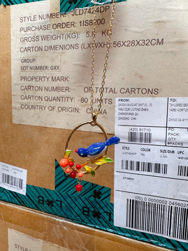 铜合金珐琅项链 轻奢链子饰品可爱小鸟项链首饰蓝色锁骨链