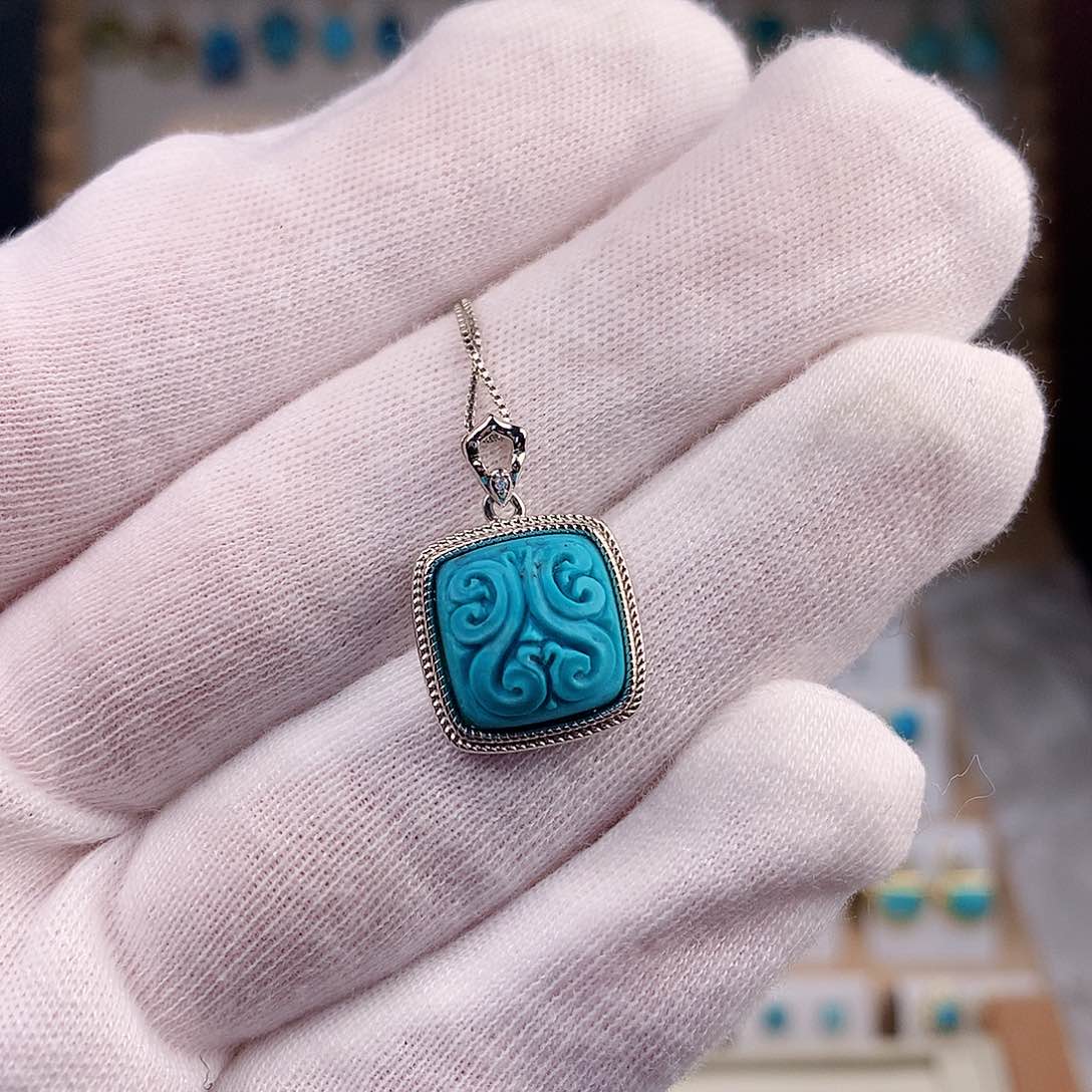 绿松石颈饰银S925镶嵌