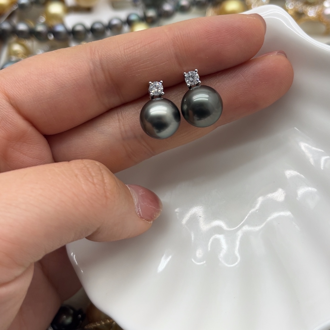 海水珍珠耳饰银S925镶嵌