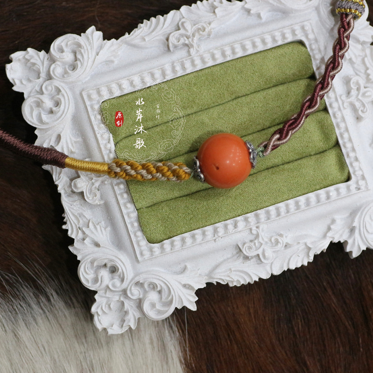 坠链均足银 老旭日蒙古元素手工编绳锁骨链项链2680