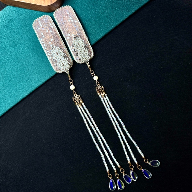 weixiang/薇香077浅紫色一款两戴流苏原创重工侧边刘海发夹