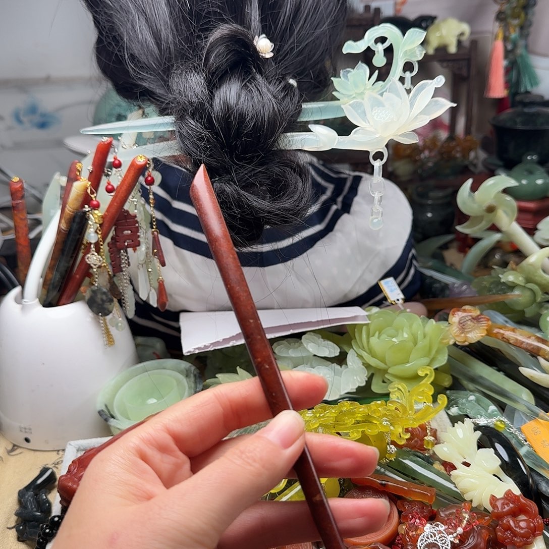 蛇纹石玉合金发饰