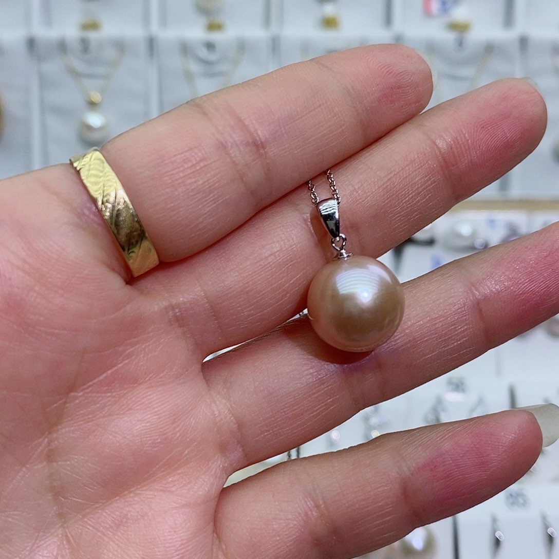 淡水珍珠银S925镶嵌吊坠(赠链)