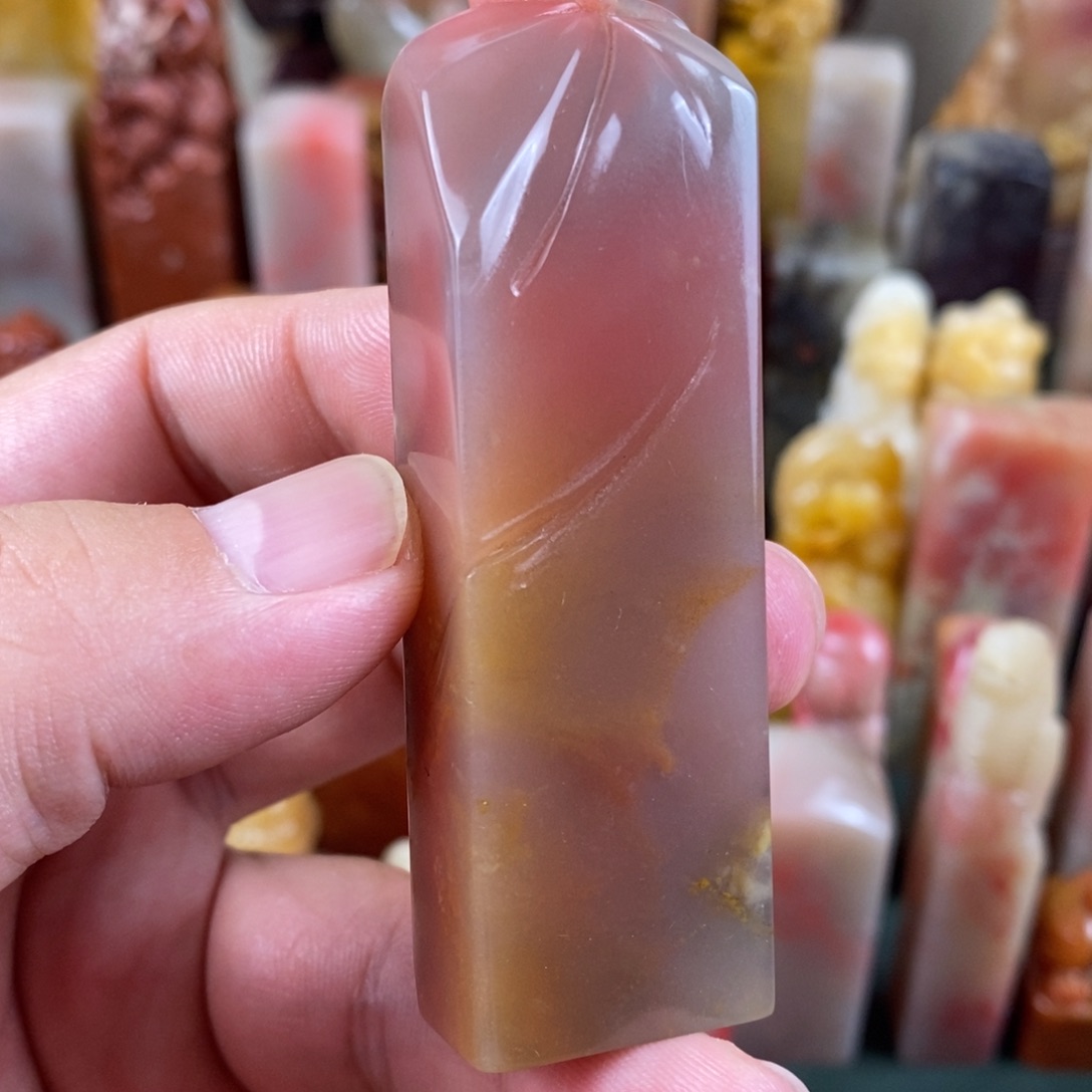 巴林石印石巴林石彩冻手工雕钮章