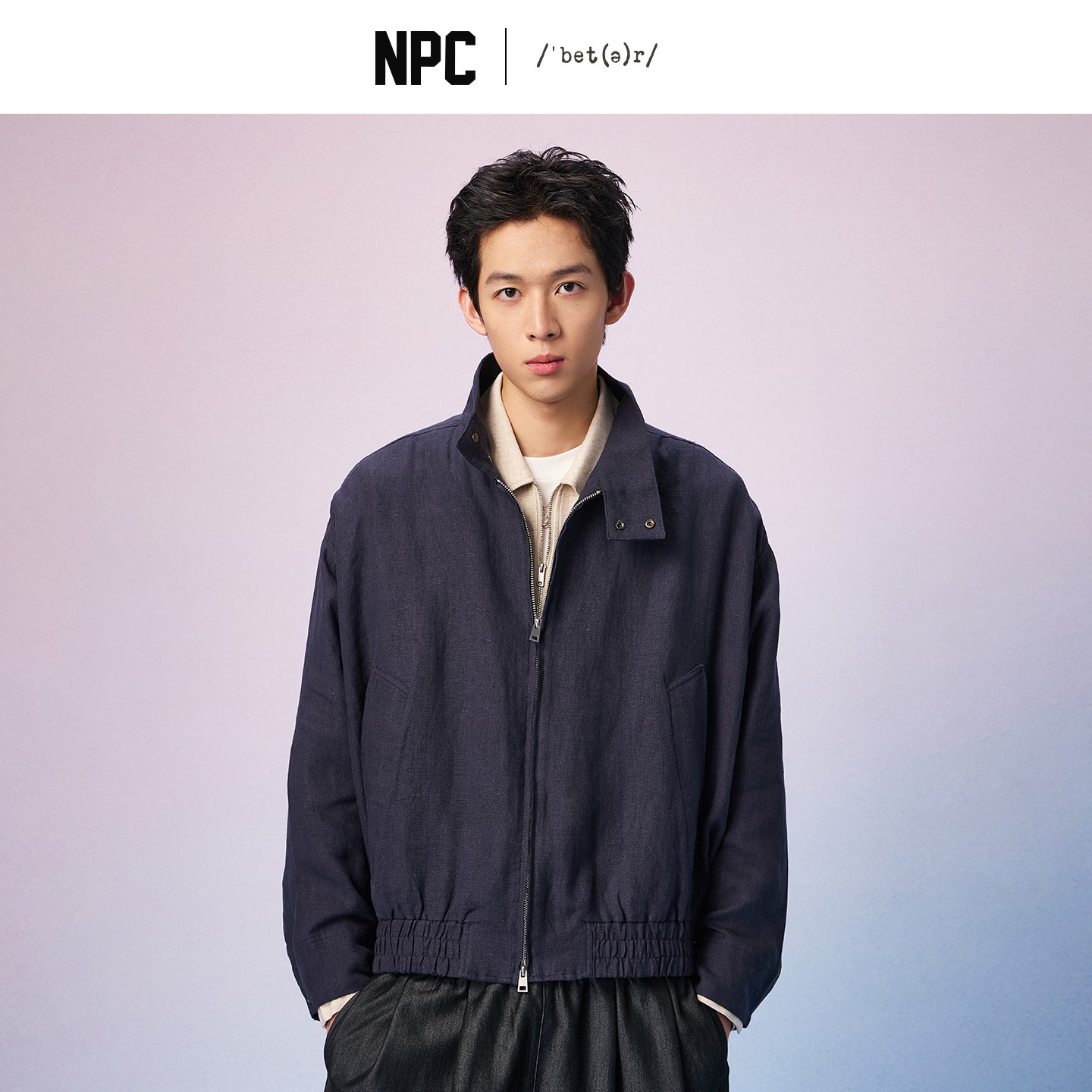 NPC潮牌复古老钱风100%【汉麻】哈林顿夹克男短款拉链上新NP57TJ29