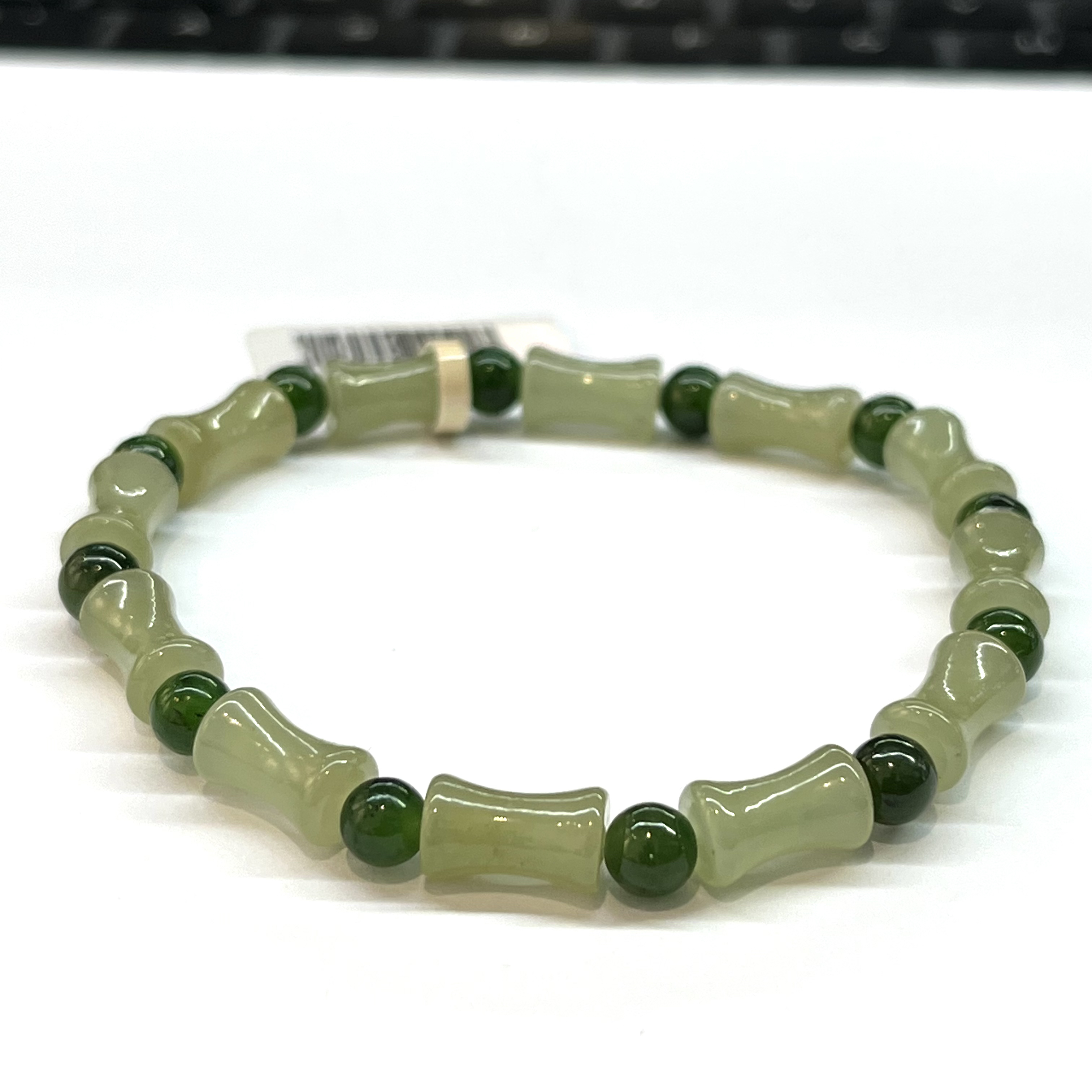 |和和美玉|竹节手链 碧玉手链 天然和田玉 绿色国风手串5mm