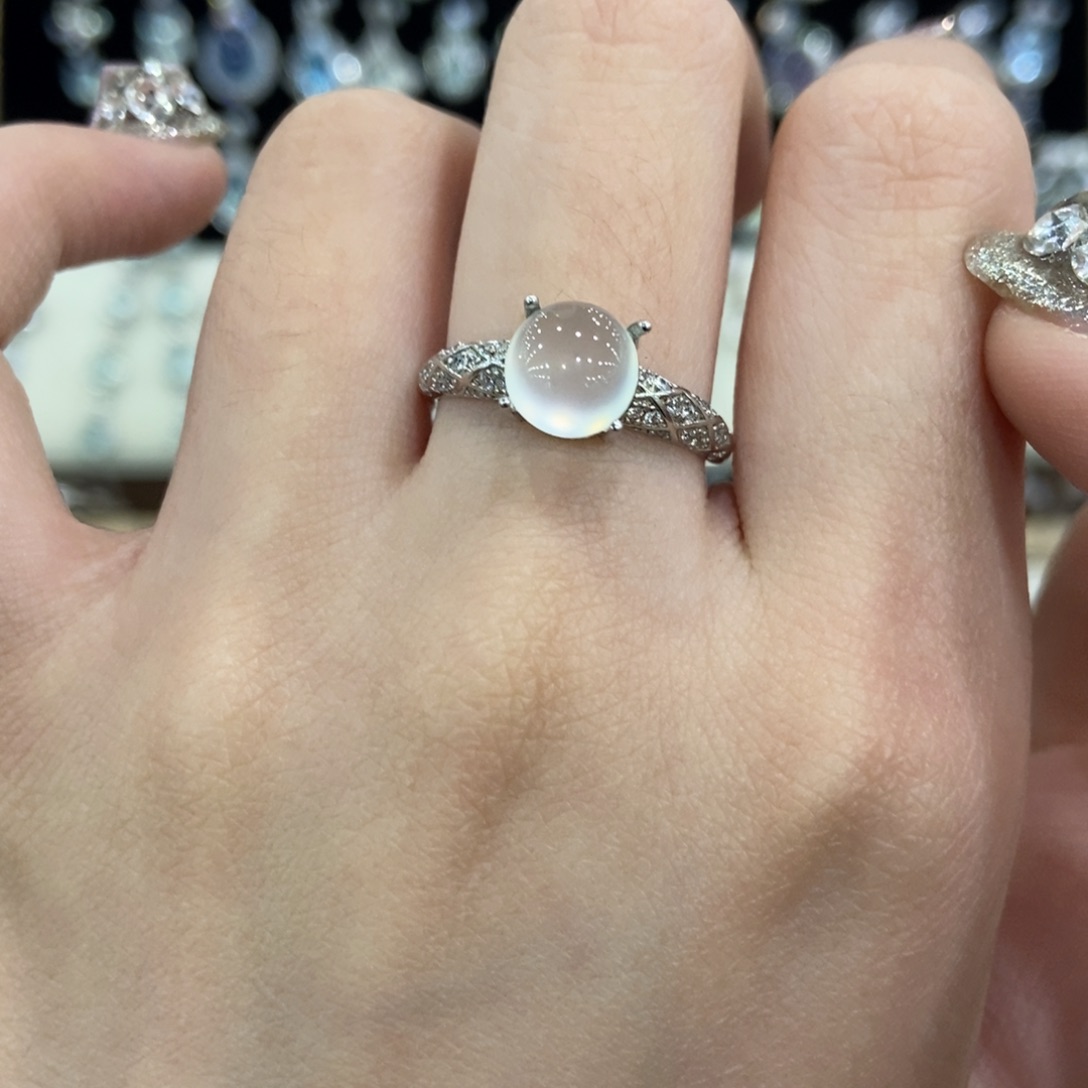 蛇纹石玉银S925镶嵌戒指