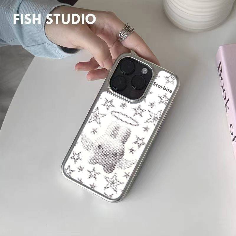 新款星星兔子韩版玻璃手机壳适用苹果16小米15荣耀红米note1211女