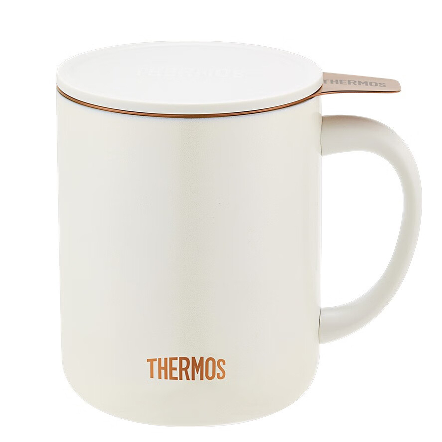 【A等品微瑕】膳魔师茶漏把手杯400mL珍珠白 TEMC-400-WH