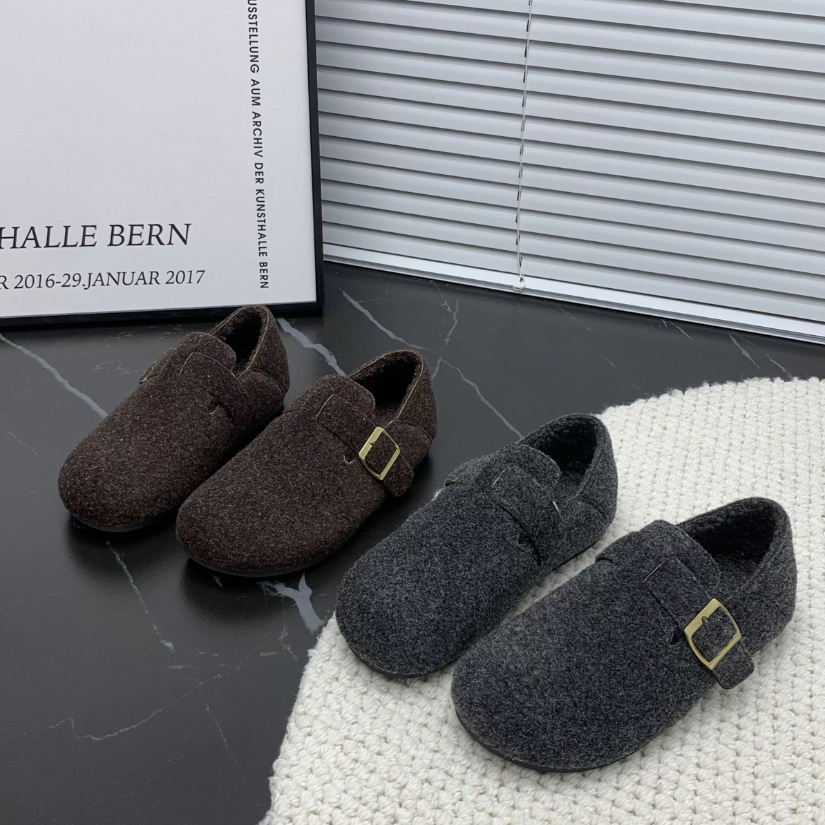 冬季3厘米内增高毛呢款加绒加厚女士博肯鞋（9995）