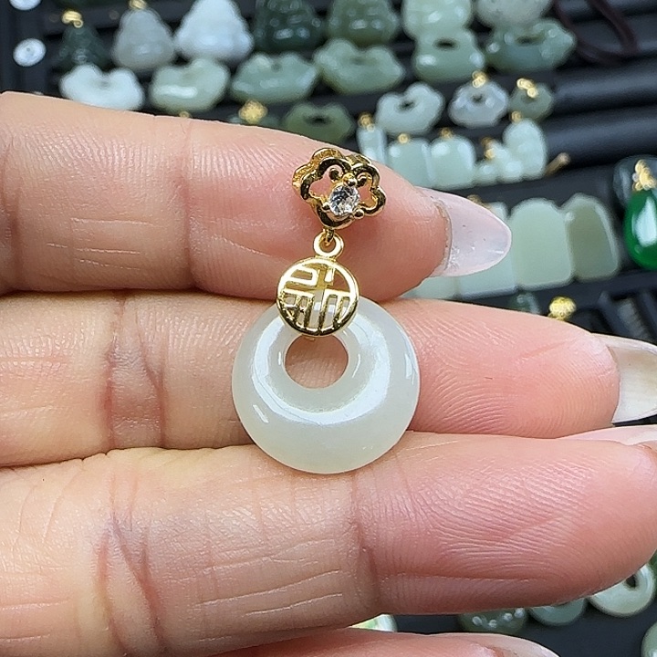 和田玉吊坠(不含链)银S925镶嵌