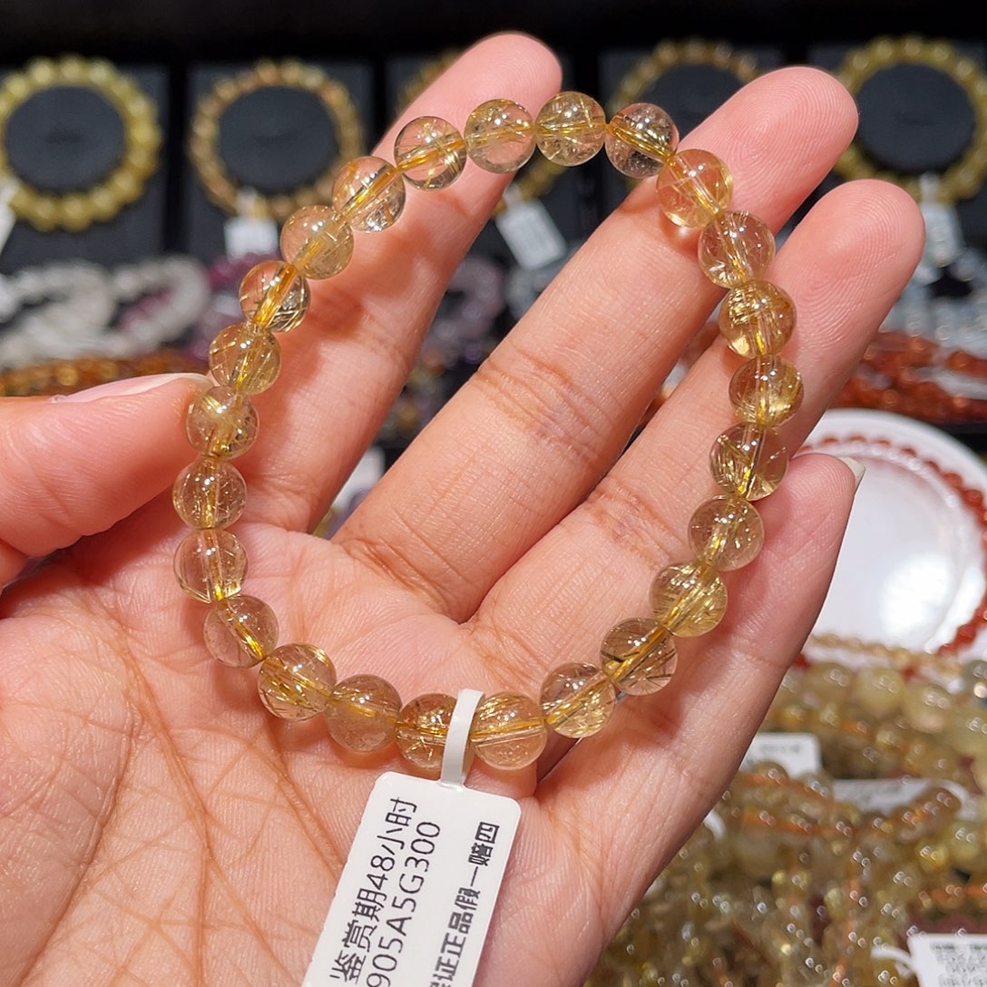 萌***妈未镶嵌发晶手串烟花金发7.8m