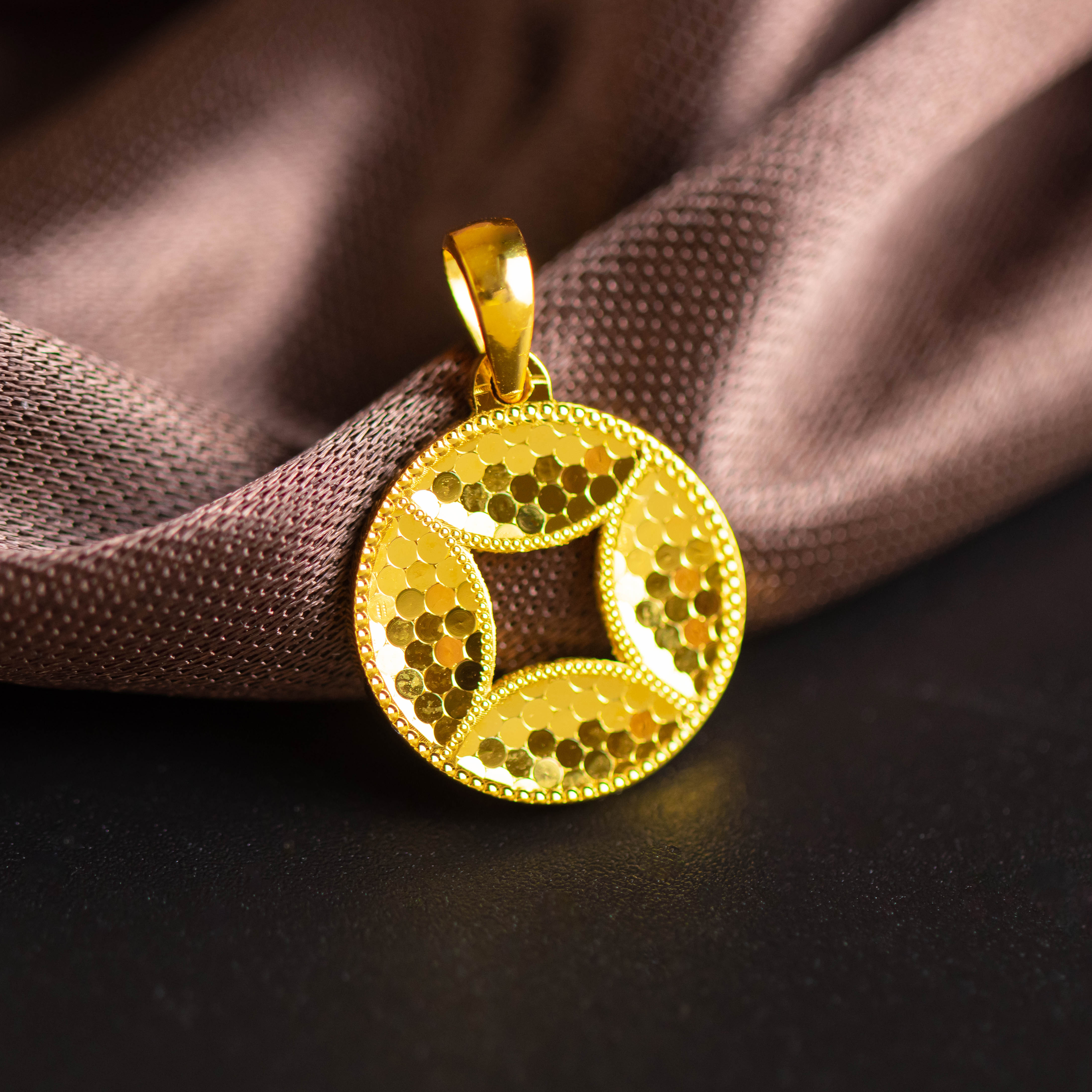 吊坠足银 足银铜钱碎冰冰吊坠不含链