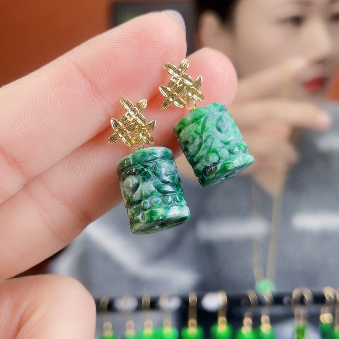 翡翠未镶嵌耳饰饰品