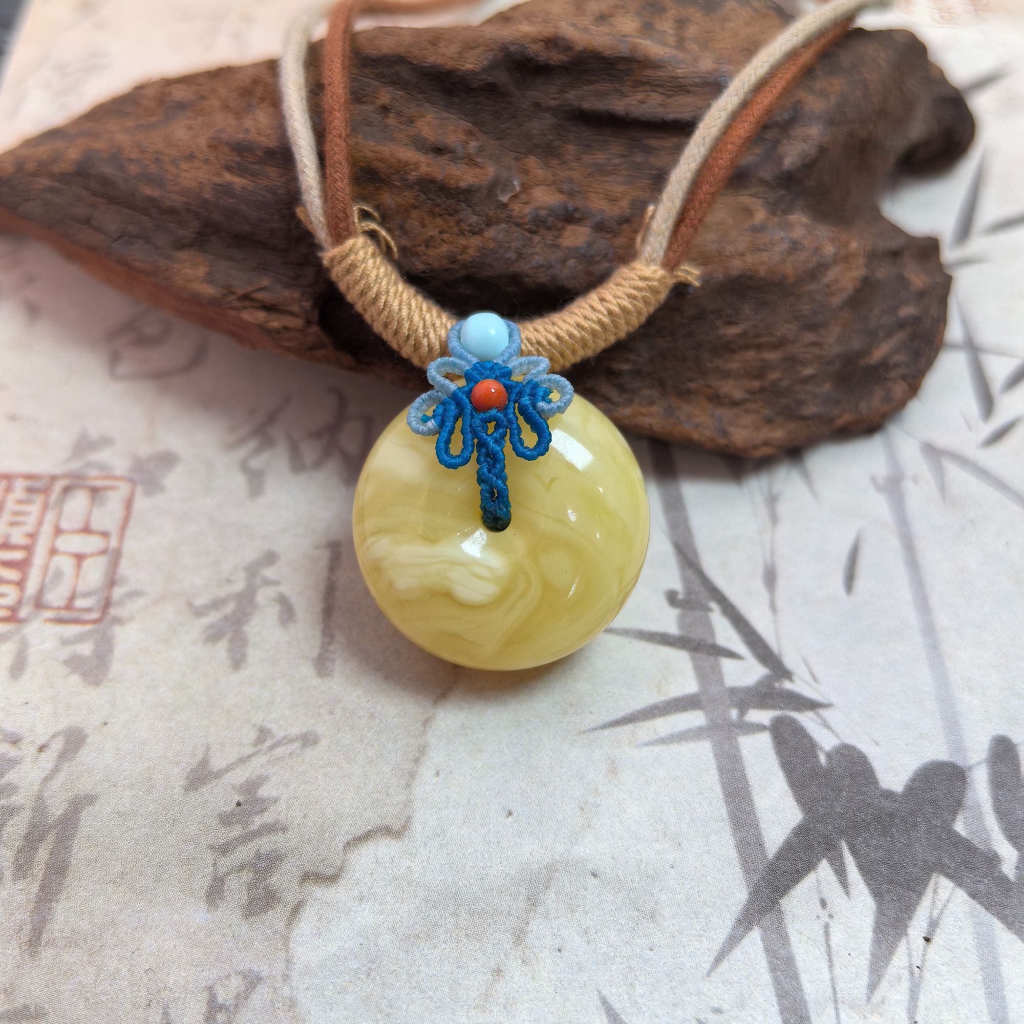 【蜜语】原矿天然新蜜蜡白蜡平安扣吊坠 多样性发一