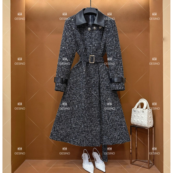 【静】秋冬款小香风法式时尚复古中长款翻领羽绒服QD-2024827