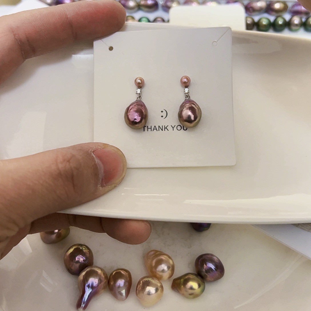 淡水珍珠耳饰银S925镶嵌