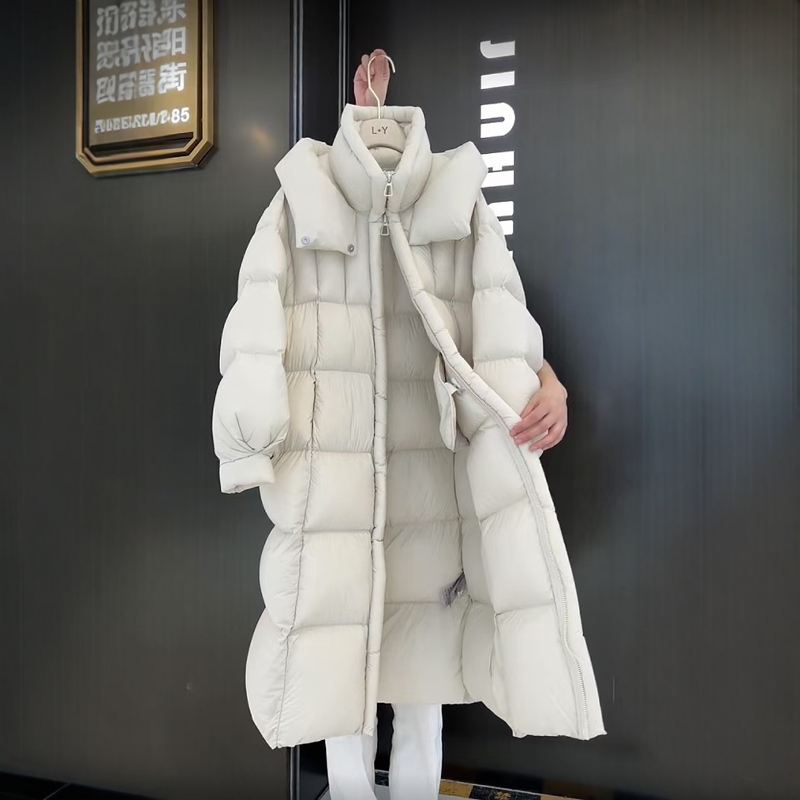 连帽90白鸭绒保暖女2025女款爆款新款潮牌女装