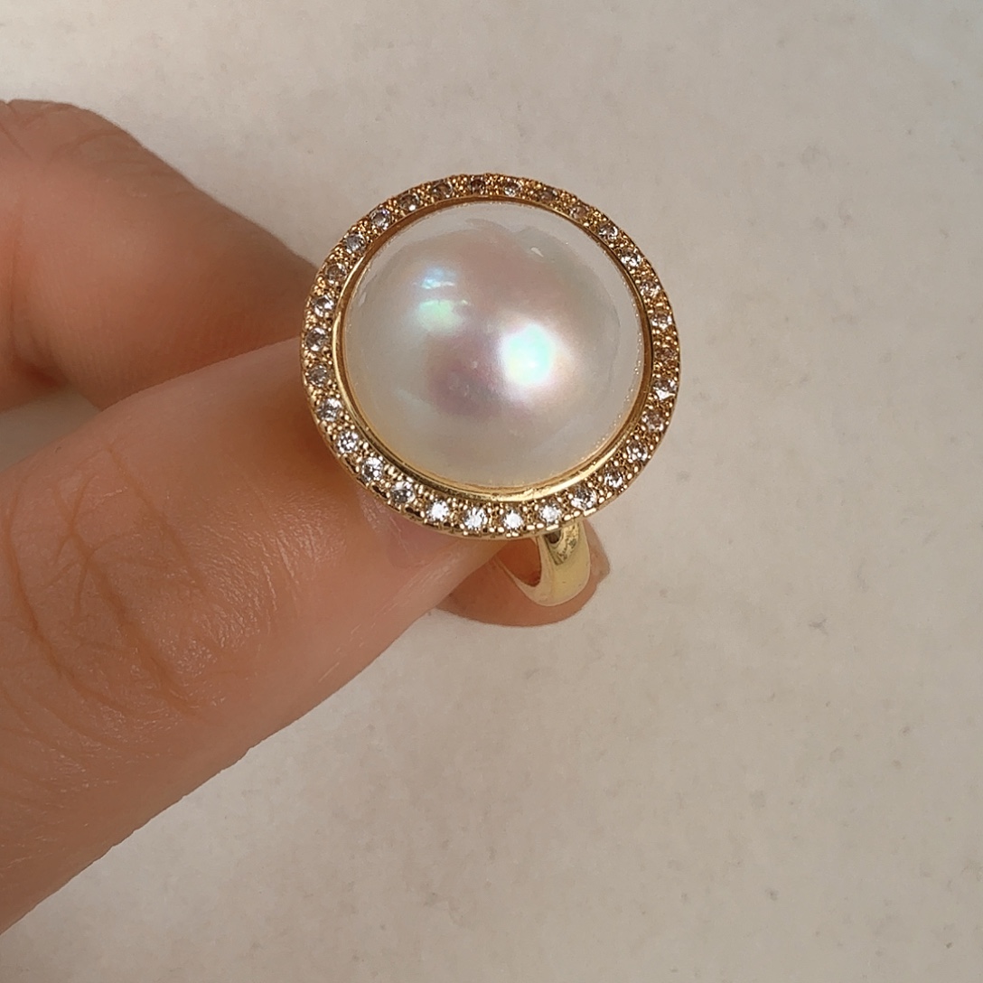 戒圈未镶嵌拼合珍珠（马贝珠）