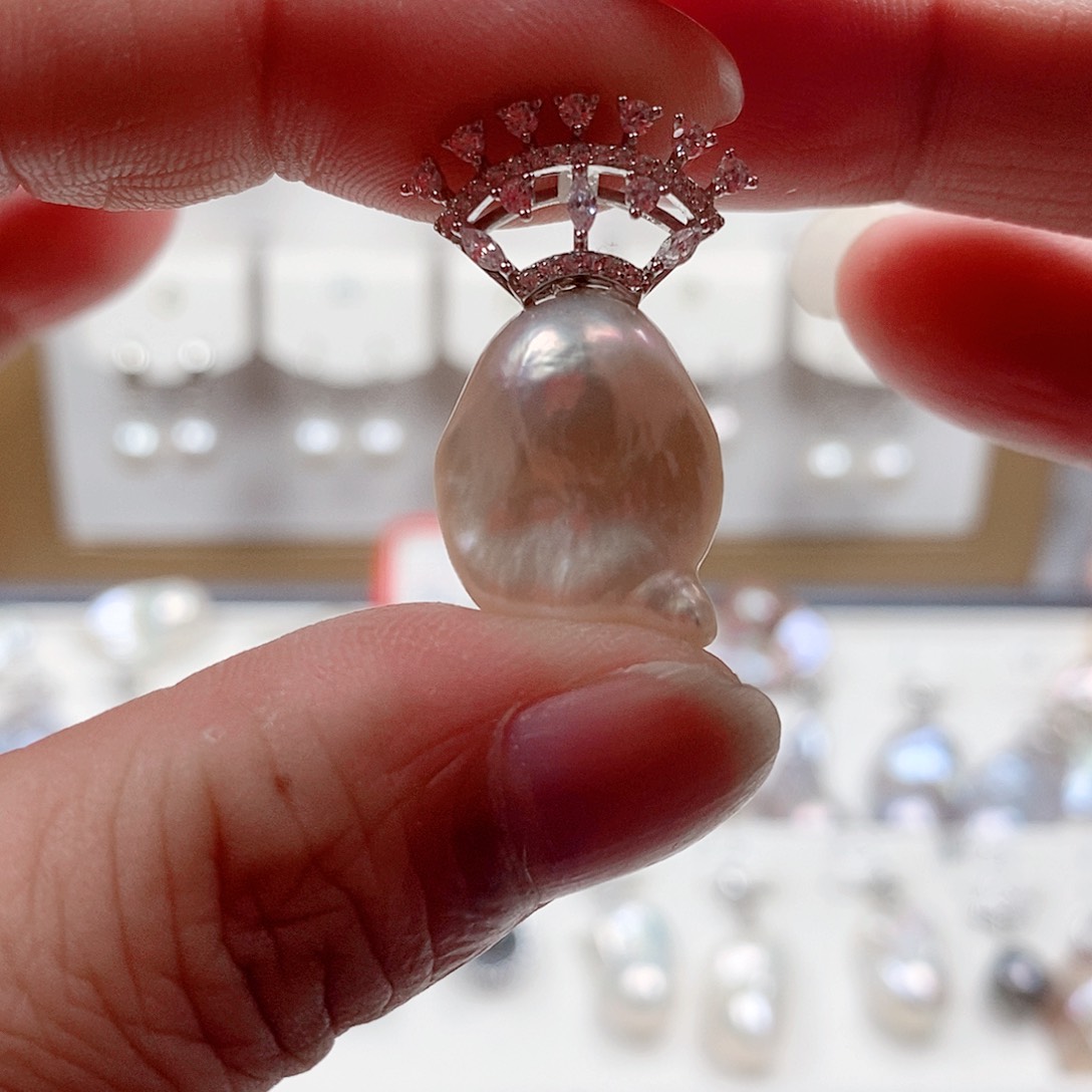 淡水珍珠银S925镶嵌颈饰