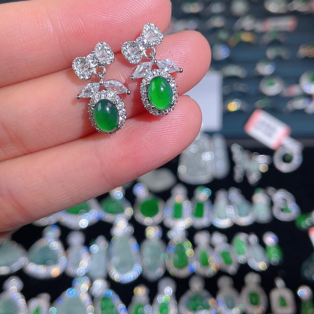 未镶嵌翡翠耳坠耳钉