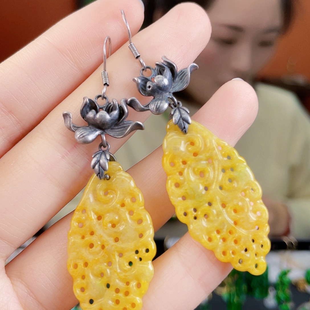 翡翠未镶嵌耳饰饰品