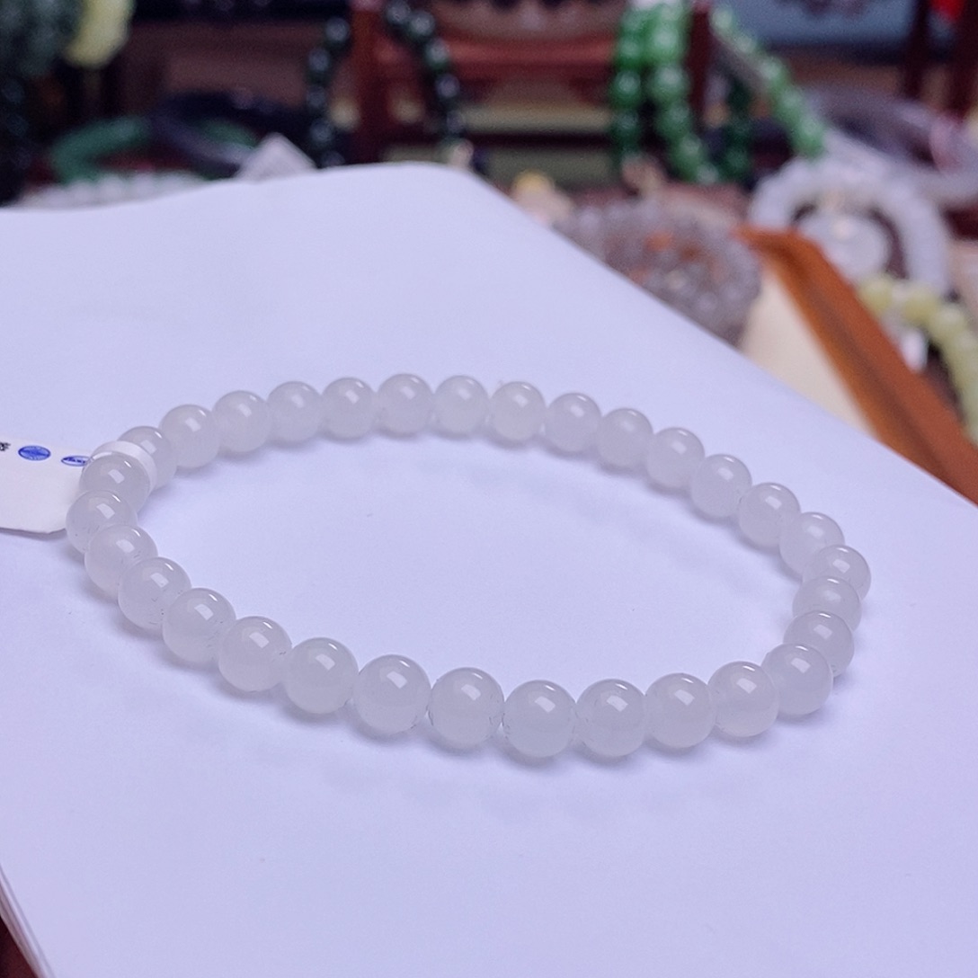 和田玉未镶嵌颈饰新疆羊脂白玉老矿料手串6m