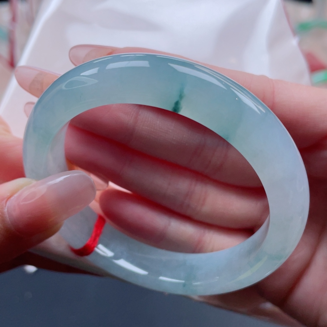 未镶嵌手镯翡翠54.9蓝冰 清冷感十足 百搭显气质13号