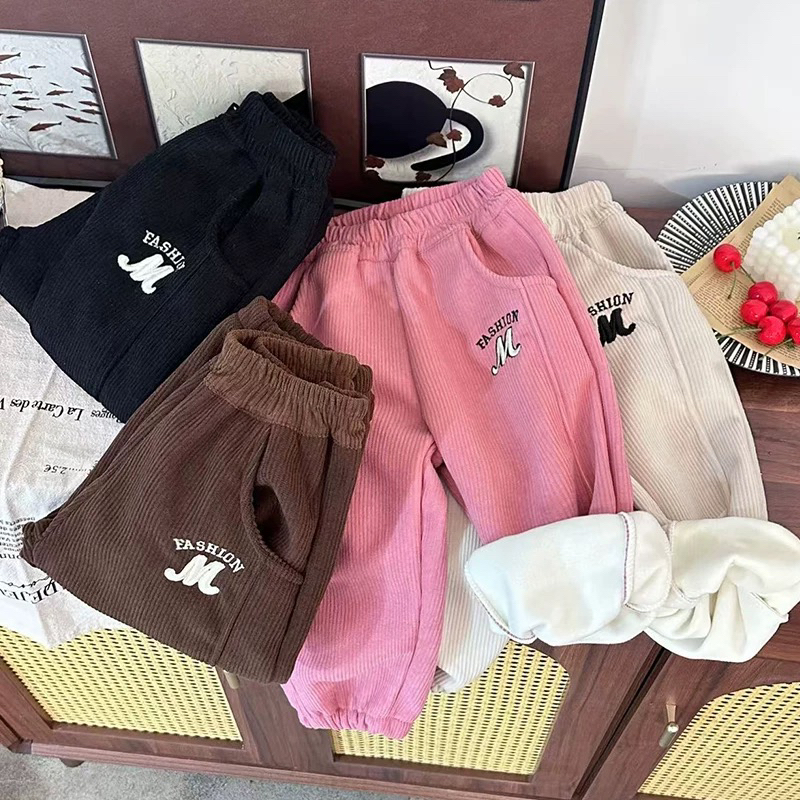 672哈哈家特价 女童冬季新款洋气韩版百搭时髦休闲加绒加厚休闲裤