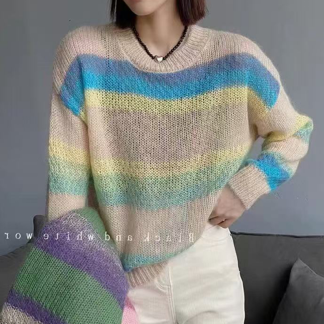 DD-2150高级感小众百搭圆领条纹毛衣